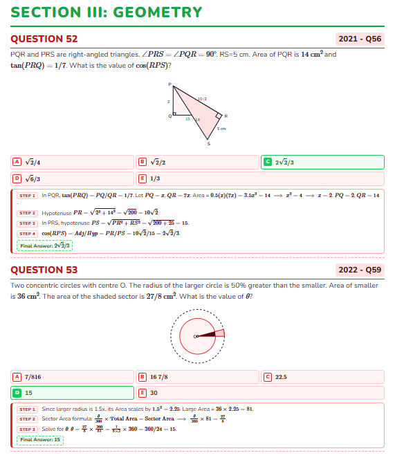 Geometry chapter from Meditaliano mathematics past-paper explanations