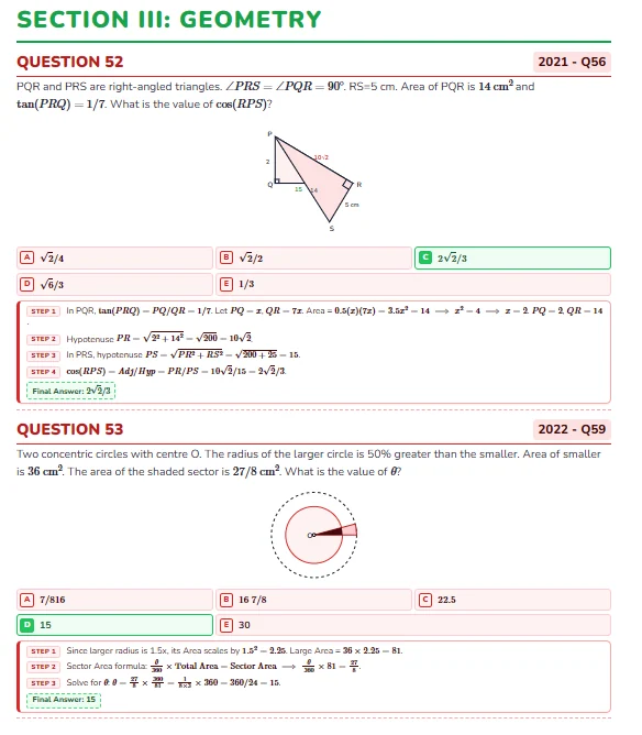 Geometry chapter from Meditaliano mathematics past-paper explanations