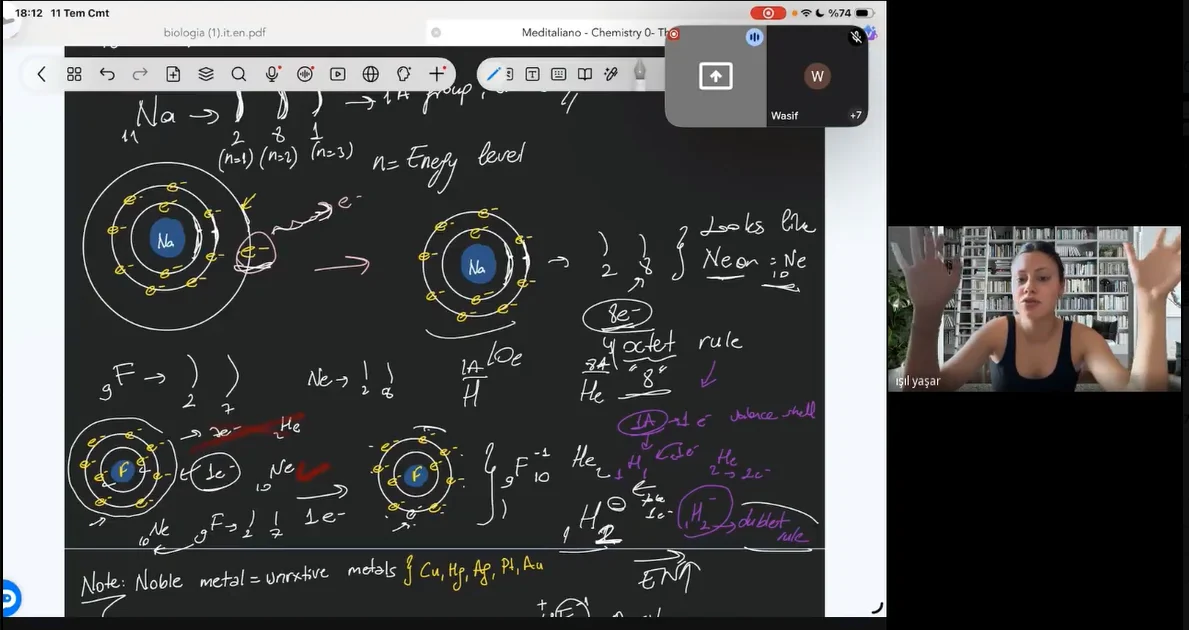 Isil teaching chemistry in the three-month Meditaliano group class